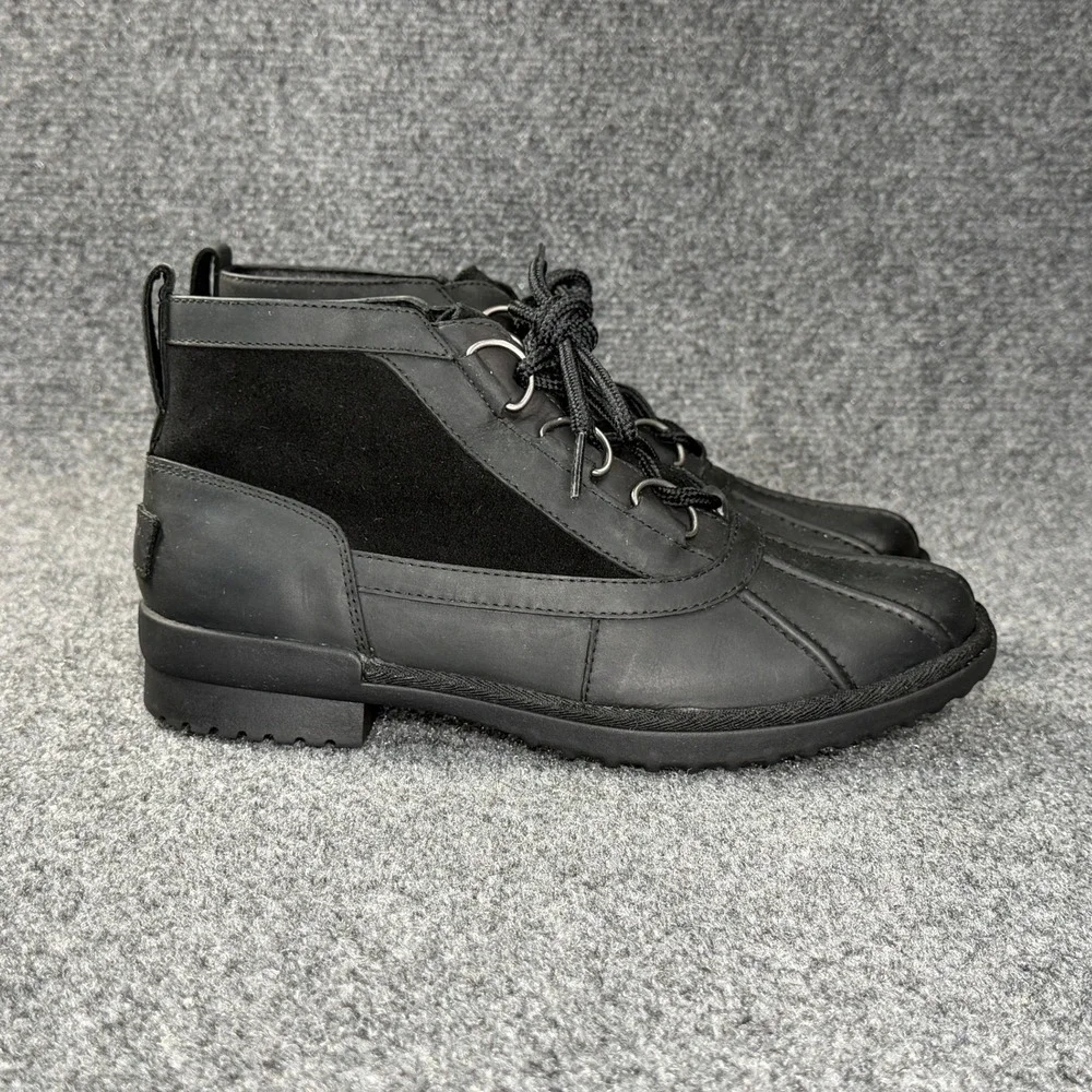 UGG Heather Boots Women's 9 Black Leather Suede Waterproof Short‎ Ankle Booties